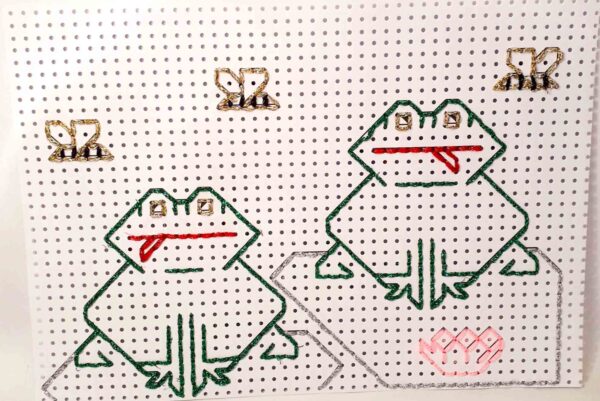 Card embroidery with gold thread