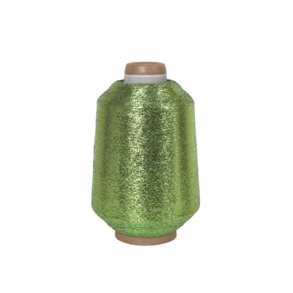 Bulk order lurex metallic yarn in light green color. 8kgs 16 bobbins. Buy more for less.