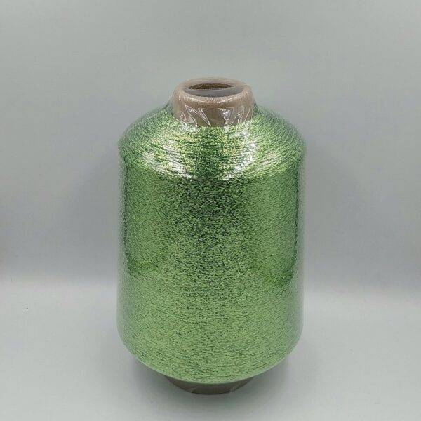 Bulk order lurex metallic yarn in light green color. 8kgs 16 bobbins. Buy more for less.