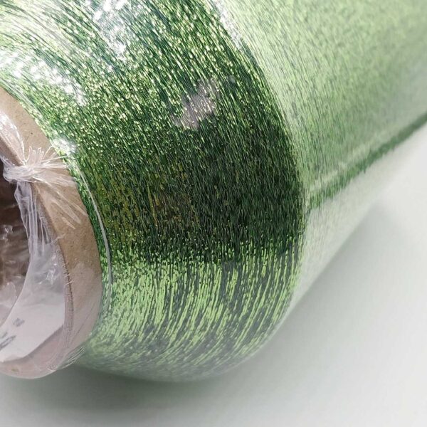 Bulk order lurex metallic yarn in light green color. 8kgs 16 bobbins. Buy more for less.